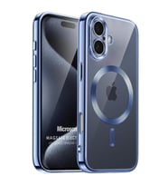 Microsonic Apple iPhone 16 Kılıf MagSafe Luxury Electroplate Yeşil (Mavi)