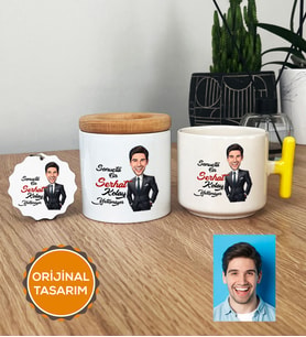 Kişiye Özel Karikatürlü Kolay Yetişmiyor Hediye Seti T Kupa, Kalemlik, Anahtarlık Erkek Sevgiliye Abiye Babaya Doğum Günü Hediyesi (Sarı)