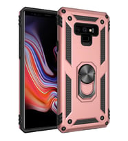 Samsung Galaxy Note 9 Uyumlu Kılıf Standlı Manyetik Yüzüklü Military Magnetic Ring Polycarbonate and TPU Case (Pudra)