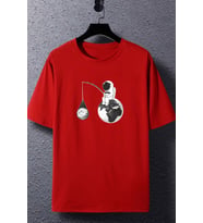 Unisex Uzay Baskılı T-shirt (Kırmızı)