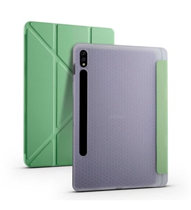 Galaxy Tab S7 T870 Kılıf Kalem Bölmeli Standlı Smart Cover (Açık Yeşil)