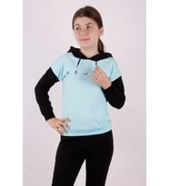 Toontoy Kız Çocuk Relax Baskılı Sweatshirt (Mint Yeşili)