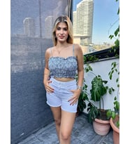 Desenli Crop Top (Açık Mavi)