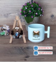 Kuran Kursu Hocası Kupa Bardak Beyaz ve Fotoğraflı Ahşap Anahtarlık Hediye (Model 12)