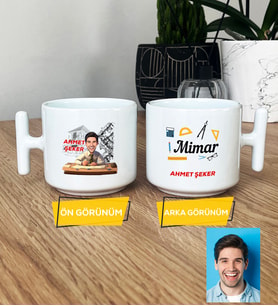 Kişiye Özel Karikatürlü Mimar Hediye T Kupa Bardak Erkek Mimara Mimarlar Günü Hediyesi (Beyaz)