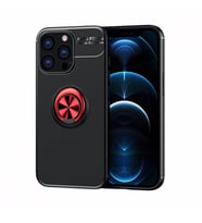 Uyumlu Model Apple iPhone 13 Pro Max Kılıf Yüzüklü Magnetli Ravel Case (Siyah-Kırmızı)