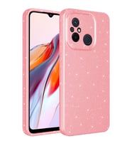 Xiaomi Redmi 12C Kılıf Kamera Korumalı Simli Lüks Koton Kılıf (Pembe)