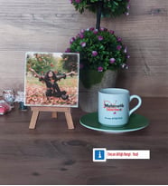 Matematik Öğretmeni Fotoğraflı Dekoratif Taş, Ahşap Altlıklı Türk Kahvesi Fincanı Hediye Öğretmenler Günü Hediyesi (Model 9)