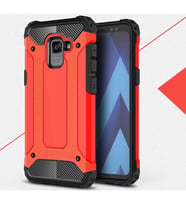 Galaxy A7 2018 Armor Hibrit Kaliteli Zırh Kılıf (Kırmızı)