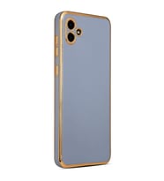 Samsung Galaxy A04 Kılıf Kenarları Gold Kamera Korumalı Renkli Pastel Silikon Siyah BARK (Mavi)