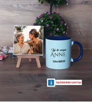 Anneye Doğum Günü Hediyesi Fotoğraflı Dekoratif Taş, Kupa Bardak Beyaz Hediye (Model 3)