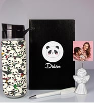 Kişiye Özel Defter Kalem Matara Ve Fotoğraflı Notluk Seti 93565 (Siyah)