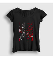 Presmono Kadın Beyaz Wild Anime Naruto T-Shirt 134668tt (Siyah)