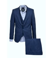 Erkek Hasır Silim Fit Takım Elbise BGL-ST03496 (Mavi)