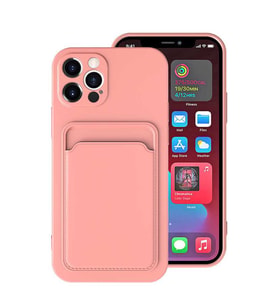 Apple iPhone 12 Pro Max Kılıf Zore Ofix Kartlık Bölmeli Kılıf (Pembe)