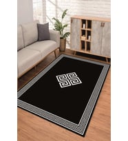 Dijital Kaymaz Taban Yıkanabilir Renkli Salon Halısı Mutfak Halısı Yolluk ND-SD-615 (Siyah)