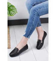 Khayt Flora Casual Günlük Kadın Babet Ayakkabı (Siyah)