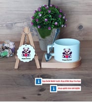 Sevimli Panda Kupa Bardak Kırmızı ve Ahşap Anahtarlık Hediye (Model 7)