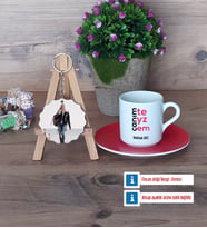 Teyzeye Hediye Türk Kahvesi Fincanı Ahşap Altlıklı ve Fotoğraflı Ahşap Anahtarlık Hediye (Model 3)