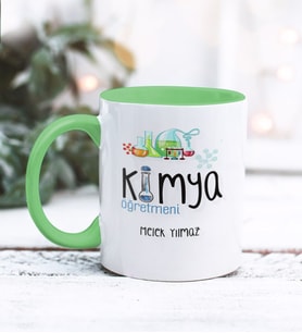 Kimya Öğretmeni Tasarımlı Kişiye Özel Kupa Bardak (Yeşil)
