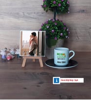 Petrol ve Doğalgaz Mühendisi Fotoğraflı Dekoratif Taş, Ahşap Altlıklı Türk Kahvesi Fincanı Hediye (Model 7)