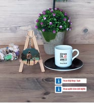 Anneler Günü Hediyesi Türk Kahvesi Fincanı Ahşap Altlıklı ve Fotoğraflı Ahşap Anahtarlık Hediye (Model 7)