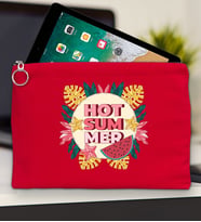 BK Gİft Yaz Temalı-8 Tablet Çantası 30x21cm(12 Renk Seçeneği), Ipad Çantası, Baskılı Tablet Kılıfı (Kırmızı)