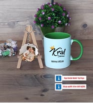 Kral Babam Babaya Hediye Kupa Bardak Beyaz ve Fotoğraflı Ahşap Anahtarlık Hediye (Model 14)