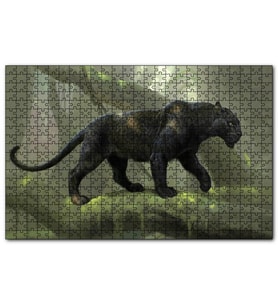Cakapuzzle Orman Ve Kara Panter Görseli  Puzzle Yapboz MDF (Ahşap) (1000 Parça)