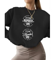 kadın kalın Sweatshirt unisex bisiklet yaka Orijinal marka yüksek kalite - attitude number one (Siyah)