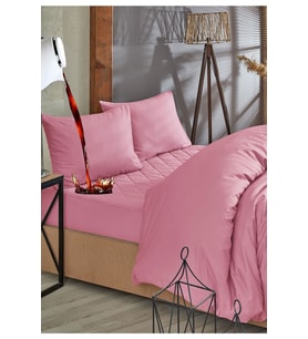 Formeya Gri Sıvı Geçirmez Kapitone %100 Pamuk Alez Ve Nevresim Set (Pembe)