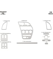 Meriç® Peugeot 306 Ön Torpido Kaplama Maun 11 Parça 1997-2003 (Alüminyum)