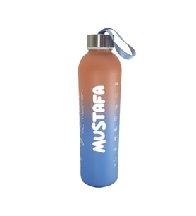 Kişiye Özel Renkli 750 ml Motivasyon Cam Su Matarası HK2708 (Mavi)