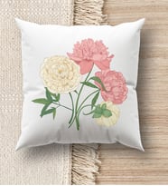 BK Gift Çiçek Tasarımlı Beyaz Kırlent Yastık, Ev Hediyesi, Ev Dekorasyonu, Dekoratif Hediye (Model 7)