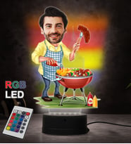 Doğum Günü Hediyesi,Sevgiliye Hediye, Kişiye Özel Fotoğraflı Kasap Karikatür 3D Led Lamba (RGB)