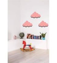 3 Ahşap Bulut Ahşap Duvar Dekoru Çocuk Odası Süsü  (Pembe)