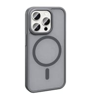 Vendas iPhone 15 Pro Max Kılıf Magsafe Şarj Özellikli Mat Arka Yüzey Zore Sio Kapak (Gri)