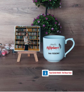 Kütüphaneci Fotoğraflı Dekoratif Taş, Kupa Bardak Beyaz Hediye (Model 5)