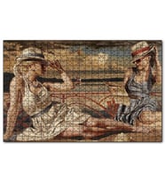 Cakapuzzle Güneşlenen ve Mektup Okuyan Kızlar Puzzle Yapboz MDF (Ahşap) (500 Parça)