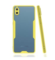 Galaxy A02 Kılıf Kamera Korumalı Arkası Şeffaf Silikon (Sarı)