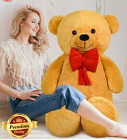 PANDAMKEE 140 cm Kırmızı Papyonlu Ayıcık (Kahverengi)