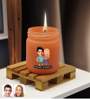 BK Gift Kişiye Özel DTF Sevgili Karikatürlü Renkli Cam Kavanozda Kokulu Mum-1(13 Renk Seçeneği), Sevgiliye Hediye, Doğum Günü Hediyesi (Somon)