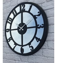 Markakanvas Metal  AYNALI Duvar Saati  ( Çap 50 cm -Çap 80 cm ) (Siyah)