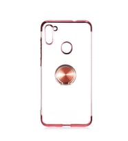 Galaxy A11 Kılıf Gess Kenarları Renkli Yüzük Aparatlı Kılıf (Rose)