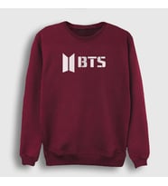 Presmono Unisex Beyaz Logo Bts Sweatshirt 22398tt (Bordo)