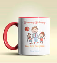 Kişiye Özel Canım Babamız Seni Çok Seviyoruz Tasarımlı Siyah Kupa (Kırmızı)