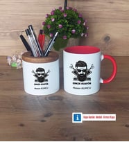 Erkek Kuaförü Kalemlik, Kupa Bardak T Kişiye Özel Hediye (Model 5)