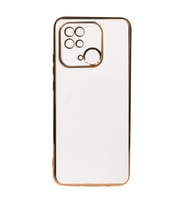 Xiaomi Redmi 10C Kılıf Kenarları Gold Kamera Korumalı Renkli Pastel Silikon Su Yeşil BARK (Beyaz)