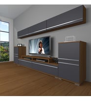 Decoraktiv Ekoflex 9 Mdf Tv Ünitesi Tv Sehpası (Antrasit - Ceviz)