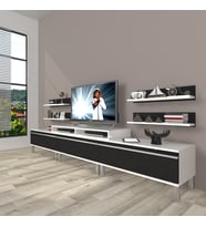 Decoraktiv Ekoflex 270r Mdf Krom Ayaklı Tv Ünitesi Tv Sehpası (Beyaz-Siyah)